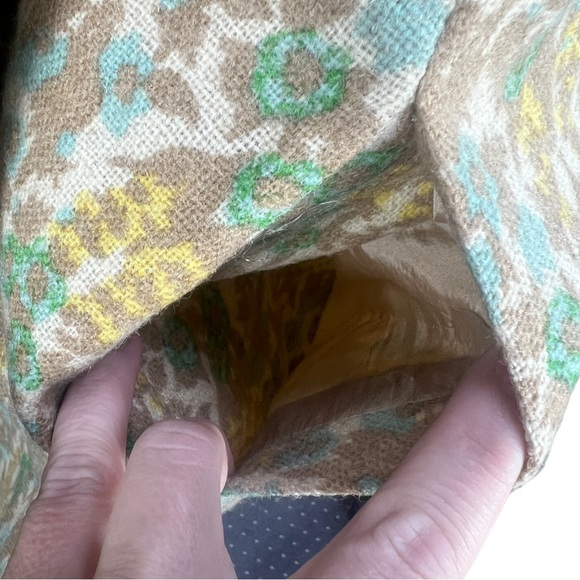 VTG 1960's KLEIST Latest Fashion Cream Yellow Green & Brown Wool Nehru Coat - Picture 5 of 11